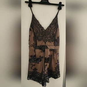 Charlotte Russe sequin party lace spaghetti strap romper 🖤